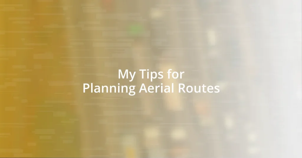 My Tips for Planning Aerial Routes