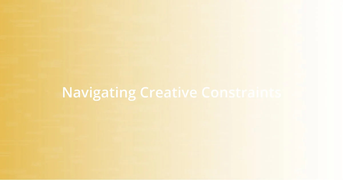 Navigating Creative Constraints